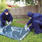 Preparing for legal disposal of asbestos sheeting. Photo courtesy of The Office of Environment and Heritage AAG-Removal-09