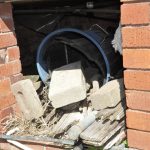 Broken asbestos cement sheeting under house in sub floor area Sub floor
