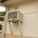 Airconditioner installed through ACM fibro sheet