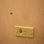 Bathroom tilux wall with screw and powerpoint