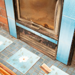 closeup of asbestos in fireplace