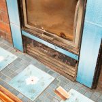 closeup of asbestos in fireplace